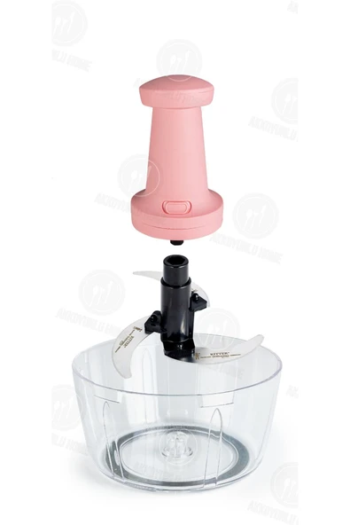 Akkoyunlu home Solingen Bıçaklı Basmalı El Rondosu 3 Bıçaklı Yemek Hazırlık El Rondosu Basmalı Pembe - 3