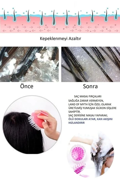 Akkoyunlu home Silikon Kafa Masajı Saç Yıkama Fırçası Fırçası | Saç Derisine Masaj Yapan Duş Fırçası - 2