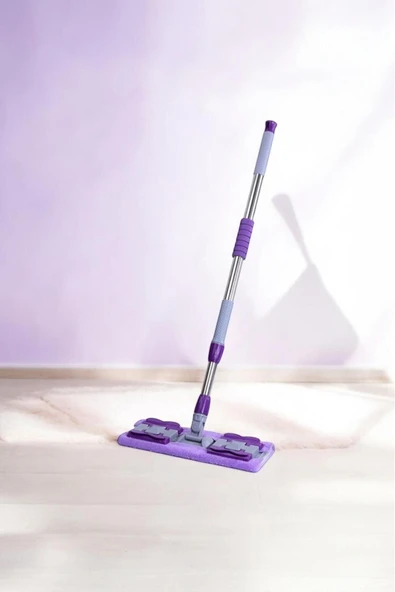 Sezka Life Mandallı Mor Renkli  Mikrofiber Yer Mopu 360°c Döner Başlıklı (1 Adet Yedek Mop Bez) - 2