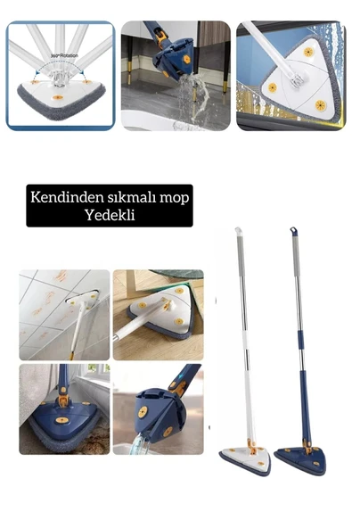 ROLENTSA Paspas Mop Kendinden Sıkmalı Üçgen Cam Silme Aparatı - 8