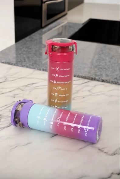 Akkoyunlu home Motivasyon Cam Matara,Su Matarası Renkli 550 CC - 3