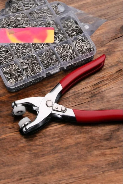 Akkoyunlu home 4 Uçlu Toka,Giyisi,Takma Aleti Metal Çıt Çıt Makinası Dört Kademe Vuruş Plastik Pense