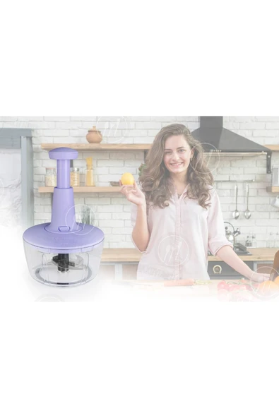 Akkoyunlu home Solingen Bıçaklı Basmalı El Rondosu 3 Bıçaklı Yemek Hazırlık El Rondosu Basmalı Mor - 3