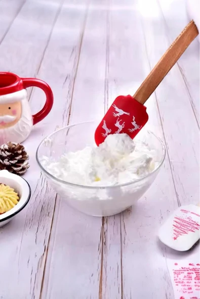 Akkoyunlu home 4'lü Bambu Saplı Slikon Spatula Seti,Spatula,Kaşık,Sıyırıcı,Çırpıcı Spatula Seti Mini - 4