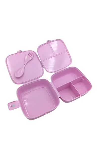 Akkoyunlu home Pembe Kilitli 3 Bölmeli Beslenme Kutusu - 2