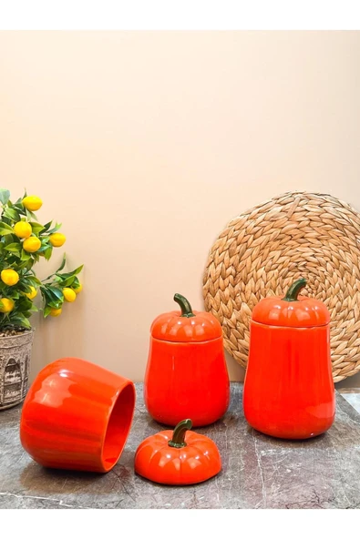 Akkoyunlu home 3 Boy Kabak Kavanoz Seti Çay,Kahve,Şeker Kavonuzu Baharatlık Seti (500-750-1000)ml - 3