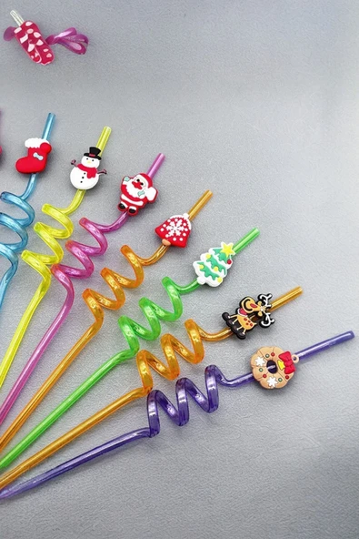 Akkoyunlu home Karikatür 4'lü Plastik  Pipet Seti Parti Pipeti - 2