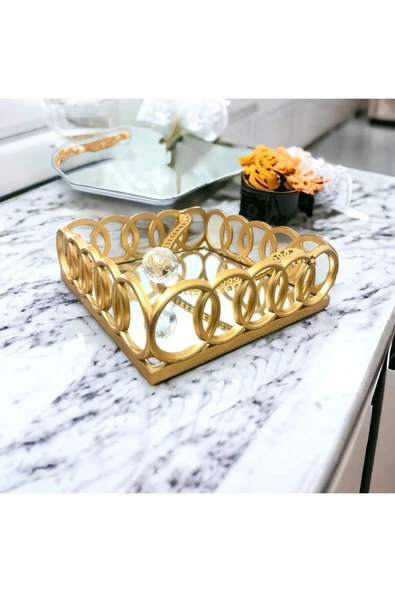 Akkoyunlu home Gold Aynalı Lüx  Peçetelik (Elmas Peçetelik) - 3