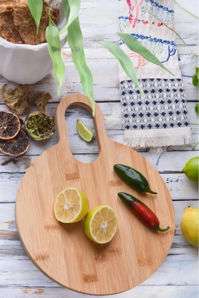 Akkoyunlu home Oval Kesme Doğrama Sunum Tahtası Seti Bambu Kesim Panosu - 2