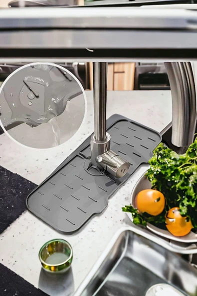 Akkoyunlu home Musluk Lavabo Matı, Mutfak Banyo Batarya Su Tutucu Bulaşık Süngeri Matı 36X13 CM - 2