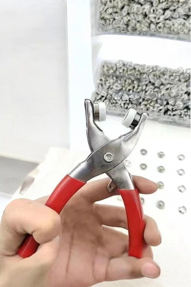 Akkoyunlu home 4 Uçlu Toka,Giyisi,Takma Aleti Metal Çıt Çıt Makinası Dört Kademe Vuruş Plastik Pense - 2