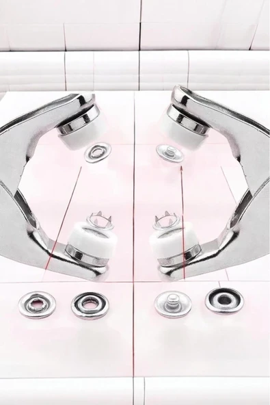 Akkoyunlu home 4 Uçlu Toka,Giyisi,Takma Aleti Metal Çıt Çıt Makinası Dört Kademe Vuruş Plastik Pense - 3