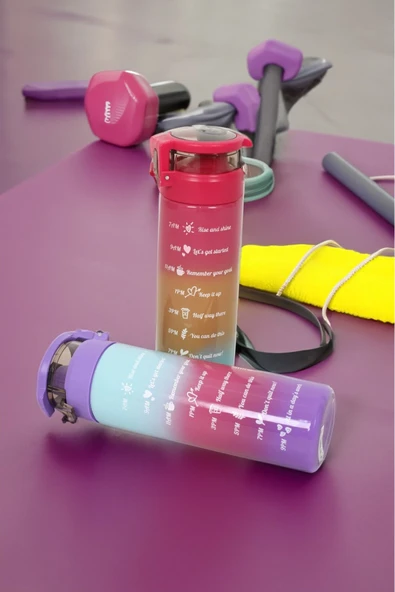 Akkoyunlu home Motivasyon Cam Matara,Su Matarası Renkli 550 CC - 2