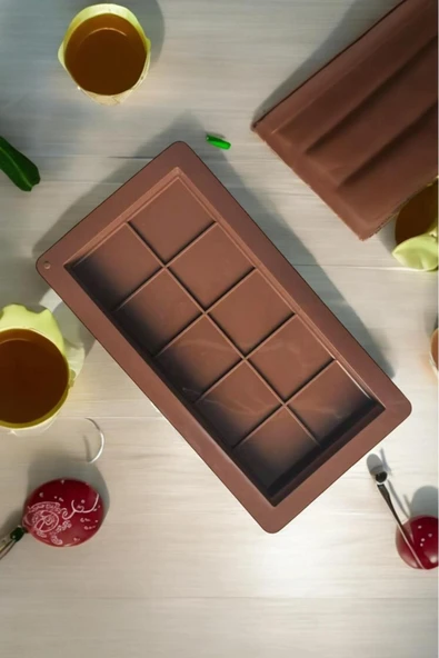 Sezka Life Dubai Çikolata Kalıbı Büyük Silikon 10 Ardışık Dikdörtgen Çikolata Kalıbı