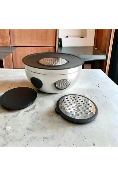 Akkoyunlu home Akkoyunlu Hoem Paslanmaz Çelik Karıştırma & Saklama Kabı Seti Rendeli - 2