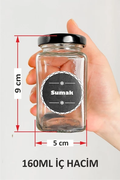 Sezka Life 12 Adet Metal Kapaklı Kavanoz Baharatlık Ve 21 Adet Baharat Etiket Seti Özel - 160ml - 3