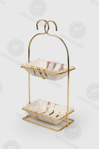 Akkoyunlu home Stantlı 2 Katlı Kare  Sunumluk,Çerezlik,Lokumluk Kahve Yanı Sunumluk  Çerezlik Kase - 4