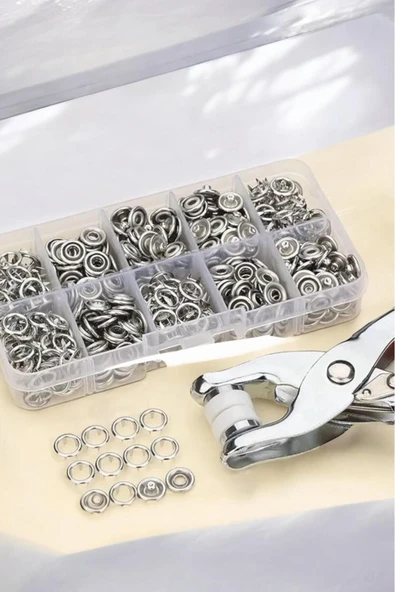 Akkoyunlu home 4 Uçlu Toka,Giyisi,Takma Aleti Metal Çıt Çıt Makinası Dört Kademe Vuruş Plastik Pense - 6