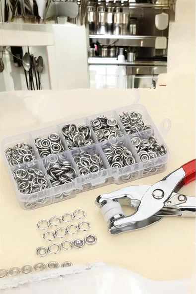 Akkoyunlu home 4 Uçlu Toka,Giyisi,Takma Aleti Metal Çıt Çıt Makinası Dört Kademe Vuruş Plastik Pense - 8