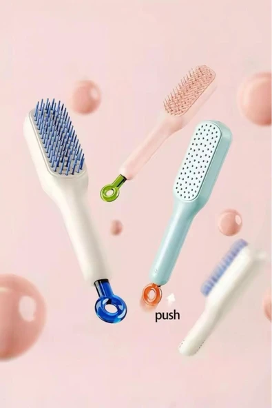 Akkoyunlu home Taşınabilir Saç Tarağı Kendini Temizleyen Dolaşıklık Çözme Saç Fırçası,Saç Tarağı - 5