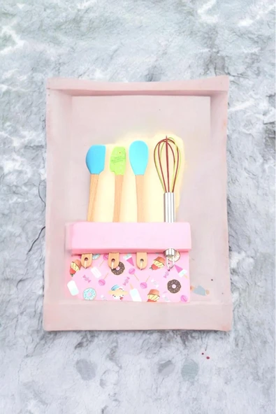 Akkoyunlu home 4'lü Bambu Saplı Slikon Spatula Seti,Spatula,Kaşık,Sıyırıcı,Çırpıcı Spatula Seti Mini - 6