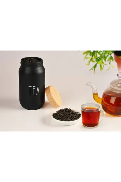 Akkoyunlu home 3 Boy Çay Kahve Şeker Kavanozu Cam Kavanoz Seti Ahşap Görünümlü (Plastik) Kapak - 2