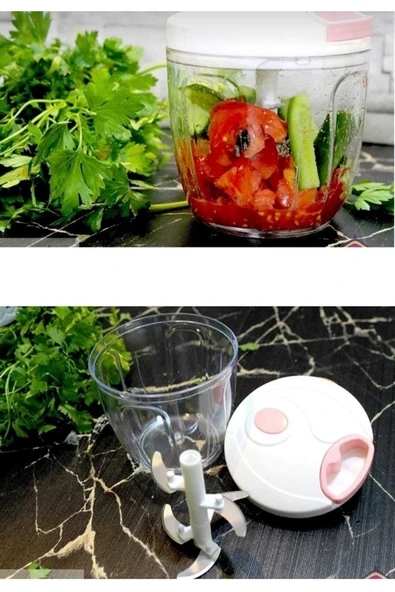 Akkoyunlu home Büyük Boy 5 Bıçaklı Ipli El Rondosu Doğrayıcı 1000 ml - 2