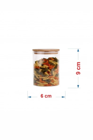 Sezka Life 12 Adet Bambu Kapaklı Borosilikat Baharatlık Kavanoz 32 Adet Suya Dayanıklı Etiket - 6x9 - 200ml - 5