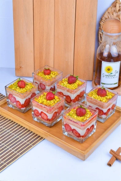 Akkoyunlu home 6'lı Kare Cam Kase Magnolya Kasesi - 3