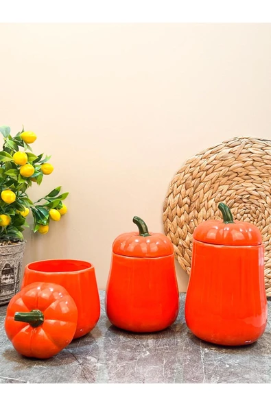 Akkoyunlu home 3 Boy Kabak Kavanoz Seti Çay,Kahve,Şeker Kavonuzu Baharatlık Seti (500-750-1000)ml - 2