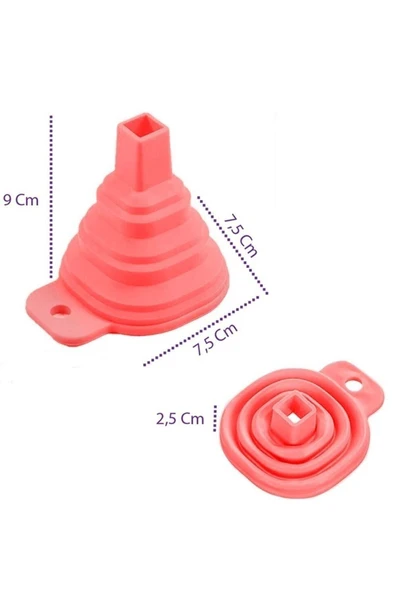 Akkoyunlu home Mini Silikon Katlanır Huni Kırmızı Huni - 3