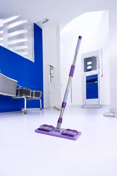 Sezka Life Mandallı Mor Renkli  Mikrofiber Yer Mopu 360°c Döner Başlıklı (1 Adet Yedek Mop Bez) - 4
