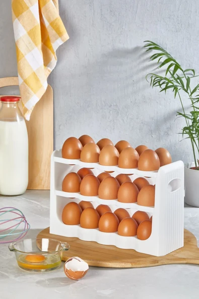 Akkoyunlu home 30 Bölmeli Yumurta Kutusu 3 Katlı Yumurtalık Buzdolabı Organizeri Saklama Kabı - 2
