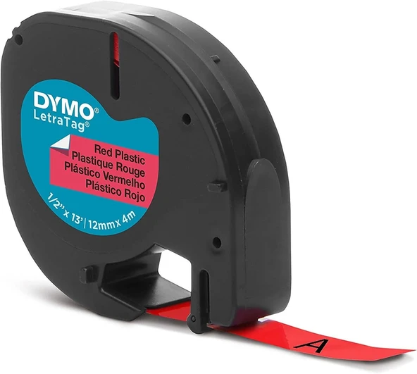 Dymo Letratag Şerit Plastik 12 MMx4 MT Kırmızı 91203 - Resim 2