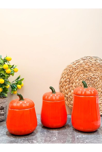 Akkoyunlu home 3 Boy Kabak Kavanoz Seti Çay,Kahve,Şeker Kavonuzu Baharatlık Seti (500-750-1000)ml