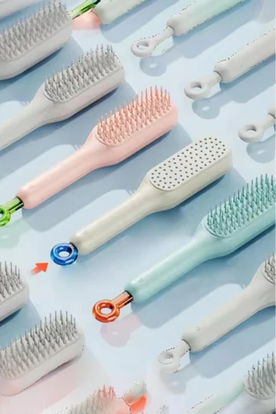 Akkoyunlu home Taşınabilir Saç Tarağı Kendini Temizleyen Dolaşıklık Çözme Saç Fırçası,Saç Tarağı - 3