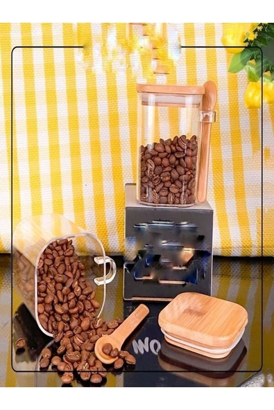 Akkoyunlu home 2 'li Kaşıklı Akrilik Baharatlık Saklama Kabı Şeffaf Etiket Hediyeli Kavanoz 250 ml - 2