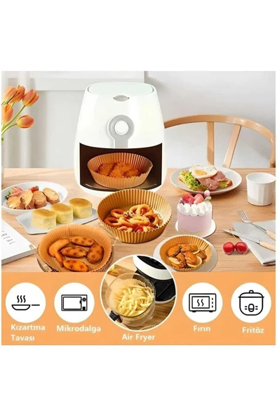 Akkoyunlu home 50 Adet Airfryer Pişirme Kağıdı Hava Fritözü Yağsız Tefal Kumtel Kağıt - 4
