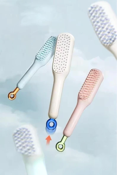 Akkoyunlu home Taşınabilir Saç Tarağı Kendini Temizleyen Dolaşıklık Çözme Saç Fırçası,Saç Tarağı - 4