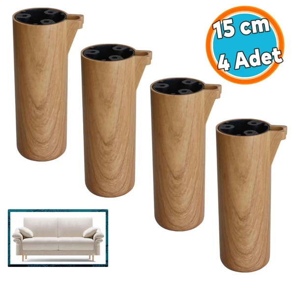 Mobilya Kapsül Ayak Yükseltici Kanepe TV Ünitesi Koltuk Ayağı Baza Ayakları Açık Kübik Ceviz 15 cm ürün görseli