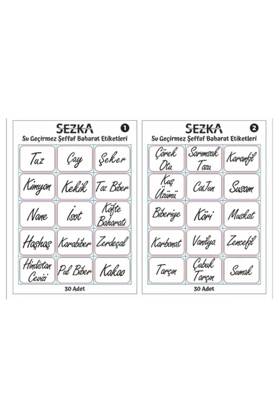 Sezka Life 3 Boy Seramik Çay Kahve Şeker Kavanozu Ve Şeffaf Etiket Seti 30 Adet - 4