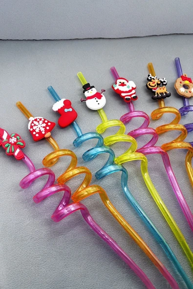 Sezka Life Karikatür 4'lü Plastik  Pipet Seti Parti Pipeti - 2