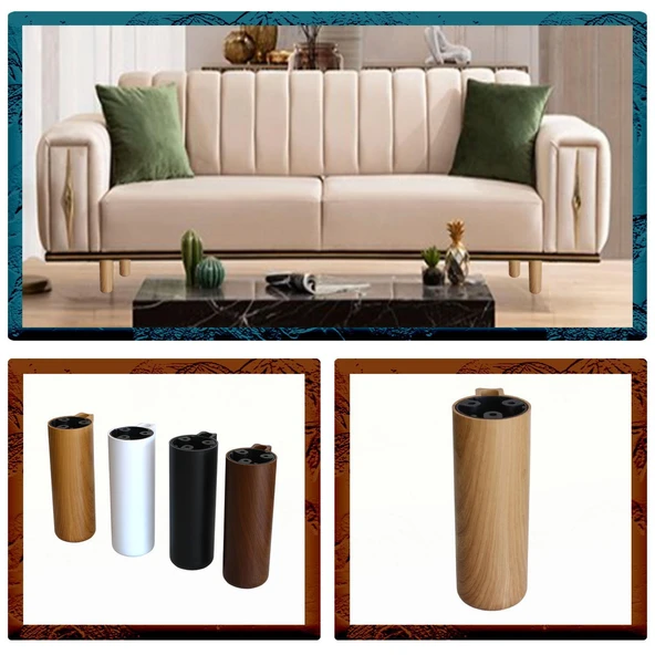 Mobilya Kapsül Ayak Yükseltici Kanepe TV Ünitesi Koltuk Ayağı Baza Ayakları Açık Kübik Ceviz 15 cm - Resim 8