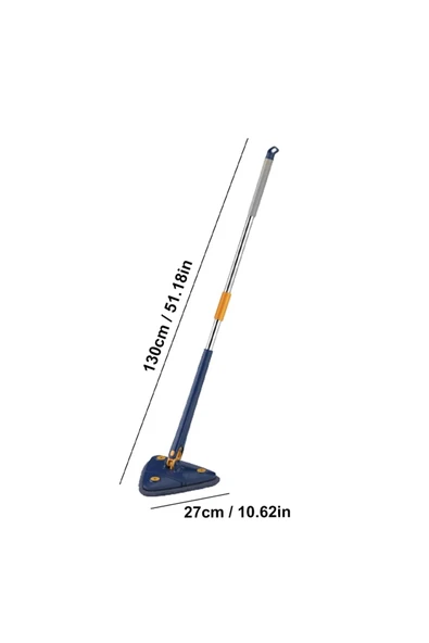 TeknoClass Kendinden Sıkmalı Üçgen Mop 2 Mikrofiber Bezli Cam Duvar Yer Parke Silebilen Mop - 8