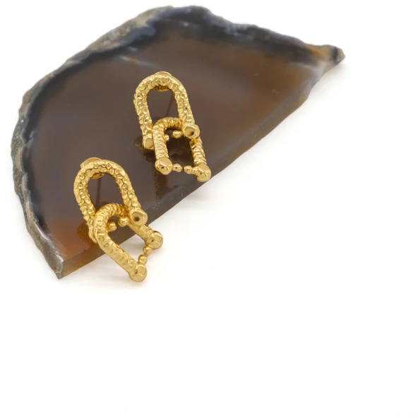 Çelik Küpe Altın Kaplama Kadın UNK-802 - Resim 2