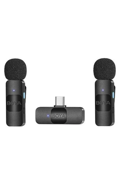 Boya BY-V20 Ultra Kompakt İkili Type-C Kablosuz Yaka Mikrofonu Outlet - 2