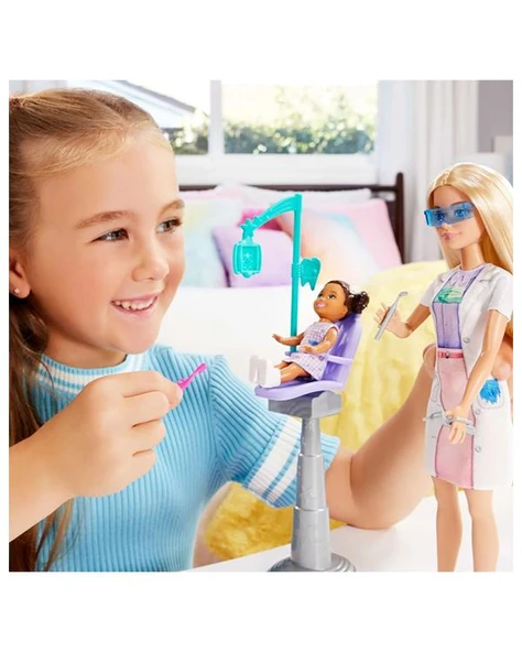 Barbie Bakım Temalı Kariyer Oyun Seti Diş Hekimi Bebeği JCR74 - 5