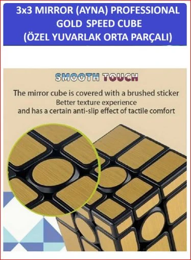 ZETCONCEPT 3X3 GOLDEN MIRROR YUVARLAK PARÇALI AYNA KÜP -Zeka Küpü - Profesyonel Speed Cube - Sabır Küpü - 4