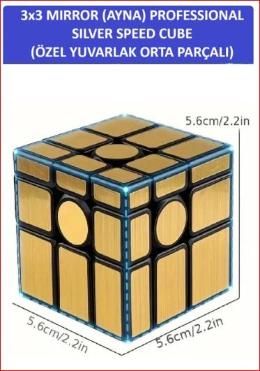 ZETCONCEPT 3X3 GOLDEN MIRROR YUVARLAK PARÇALI AYNA KÜP -Zeka Küpü - Profesyonel Speed Cube - Sabır Küpü