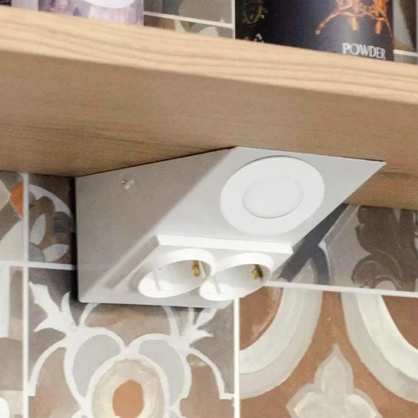 Mutfak Aydınlatma Tezgah Altı Led Prizli Led Aydınlatma Armatür Beyaz Metal - 2